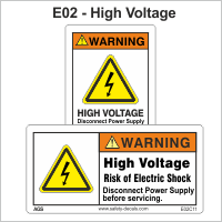 Safety Decals High Voltage