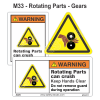 Safety Decals Rotating Parts - Gears