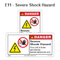 Safety Decals Severe Shock Hazard