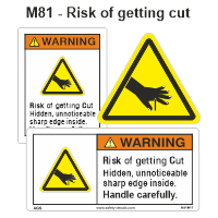 Safety Decals Risk of getting cut