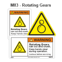 Safety Decals Rotating Gears 
