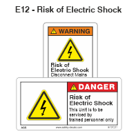 Safety Decals Risk of Electric Shock