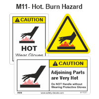 Safety Decals Hot Burn Hazard