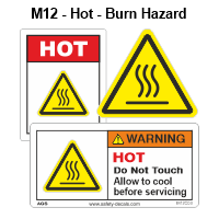 Safety Decals Hot Burn Hazard