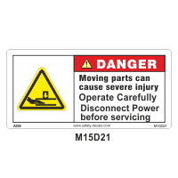 Safety Decals DANGER. Risk of Getting Crushed. Operate Carefully.     Disconnect Power before servicing