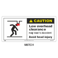Safety Decals CAUTION. Low overhead clearance may lead to accident. Avoid head injury.