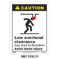 Safety Decals CAUTION. Low overhead clearance may lead to accident. Avoid head injury.