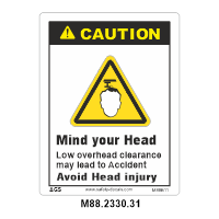Safety Decals CAUTION. Low overhead clearance may lead to accident. Avoid head injury.
