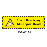 Safety Decals Low overhead clearance. Mind your Head. Avoid head injury.