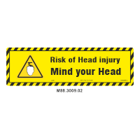 Safety Decals Low overhead clearance. Mind your Head. Avoid head injury.