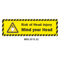 Safety Decals Low overhead clearance. Mind your Head. Avoid head injury.