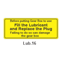 Safety Decals Before putting Gear Box to use, Fill the Lubricant and Replace the Plug. Failing to do so can damage the gear box. 