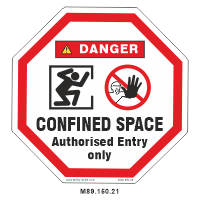 Safety Decals DANGER.   CONFINED SPACE. Authorized Entry only.      