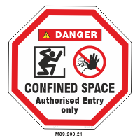 Safety Decals DANGER.   CONFINED SPACE. Authorized Entry only.  (Octgon sign)    