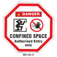 Safety Decals DANGER.   CONFINED SPACE. Authorized Entry only.   (Octgon sign)    