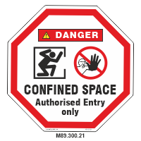 Safety Decals DANGER.   CONFINED SPACE. Authorized Entry only.  (Octgon sign)     