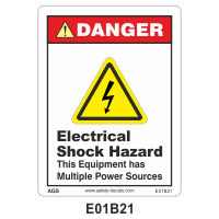Safety Decals DANGER. Electrical Shock Hazard. This Equipment has Multiple Power Sources.