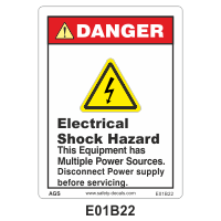 Safety Decals DANGER. Electrical Shock Hazard. This Equipment has Multiple Power Sources. Disconnect Power Supply before Servicing.