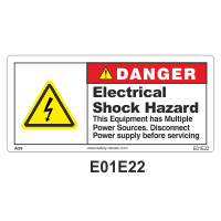 Safety Decals DANGER. Electrical Shock Hazard. This Equipment has Multiple Power Sources. Disconnect Power Supply before Servicing.