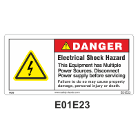 Safety Decals DANGER. Electrical Shock Hazard. This Equipment has Multiple Power Sources. Disconnect Power Supply before Servicing. Failure to do so may cause property damage, personal inquiry or death.