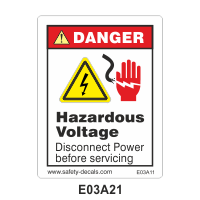 Safety Decals DANGER. Hazardous Voltage. Disconnect Power before servicing