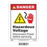 Safety Decals DANGER. Hazardous Voltage. Disconnect Power before servicing.        