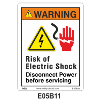 Safety Decals WARNING. Risk of Electric Shock. Disconnect Power before servicing.
