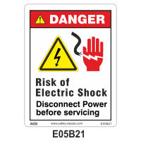 Safety Decals DANGER. Risk of Electric Shock. Disconnect Power before servicing.