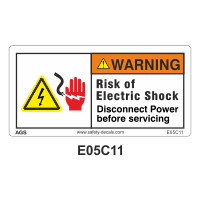 Safety Decals WARNING.  Risk of Electric Shock. Disconnect Power before servicing.