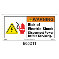 Safety Decals WARNING. Risk of Electric Shock. Disconnect Power before servicing.