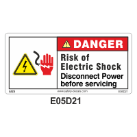 Safety Decals DANGER. Risk of Electric Shock. Disconnect Power before servicing.