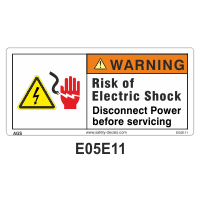 Safety Decals WARNING. Risk of Electric Shock. Disconnect Power before servicing.