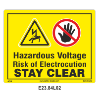 Safety Decals  Hazardous Voltage. Risk of Electrocution. Stay clear