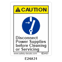 Safety Decals CAUTION  Disconnect Power Supplies before Cleaning or Servicing