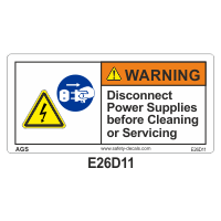 Safety Decals WARNING  Disconnect Power Supplies before Cleaning or Servicing