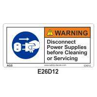 Safety Decals WARNING  Disconnect Power Supplies before Cleaning or Servicing