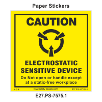 Safety Decals CAUTION.   ELECTROSTATIC SENSITIVE DEVICE. Do not ship or store near strong electrostatic, electromagnetic or radioactive fields. 