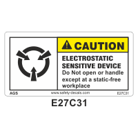 Safety Decals CAUTION.   ELECTROSTATIC SENSITIVE DEVICE. Do Not open or handle except at a static-free workplace