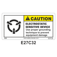 Safety Decals CAUTION.   ELECTROSTATIC SENSITIVE DEVICE. Use proper grounding technique to prevent equipment damage
