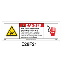 Safety Decals DANGER. Arc flash explosion and shock hazard. Follow safe work Practice and use appropriate PPEs.  Failure to comply can cause severe injury or death