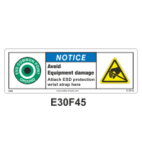 Safety Decals NOTICE.  Avoid Equipment Damage. Attach ESD protection wrist strap here.