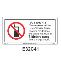 Safety Decals No Mobile or RF Device minimum 3 Meters away    
