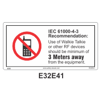 Safety Decals No Mobile or RF Device minimum 3 Meters away    