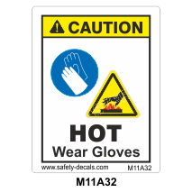 Safety Decals CAUTION. HOT, Wear Gloves