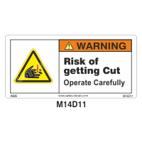 Safety Decals WARNING.  Risk of getting Cut. Operate Carefully