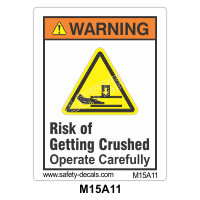 Safety Decals WARNING. Risk of Getting Crushed. Operate Carefully