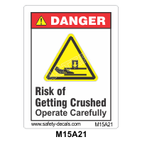 Safety Decals DANGER. Risk of Getting Crushed. Operate Carefully