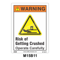 Safety Decals WARNING. Risk of Getting Crushed. Operate Carefully