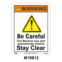 Safety Decals CAUTION  Be Careful. This Machine may start automatically at any time. Stay Clear