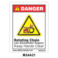 Safety Decals DANGER. Rotating Chain can dismember fingers. Keep Hands Clear